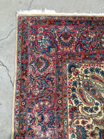 8'6 x 11'6 antique Persian Kerman (#985ML) - Blue Parakeet Rugs
