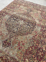 4'3 x 6'5 Antique Kerman Lavar rug #2175ML / 4x7 Vintage Rug - Blue Parakeet Rugs