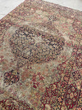 4'3 x 6'5 Antique Kerman Lavar rug #2175ML / 4x7 Vintage Rug - Blue Parakeet Rugs