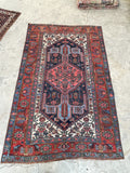 4'6 x 7' Antique 19th Century Persian Kurdish jewel toned rug #1997 / 5x7 Vintage rug - Blue Parakeet Rugs