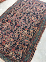 3'6 x 6'1 blue Kurdish Rug / Small Rug / Vintage Rug - Blue Parakeet Rugs