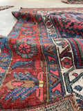 4'6 x 7' Antique 19th Century Persian Kurdish jewel toned rug #1997 / 5x7 Vintage rug - Blue Parakeet Rugs