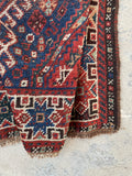 3'2 x 4'5 Antique tribal wool scatter rug #1999 / 3x4 Vintage rug - Blue Parakeet Rugs