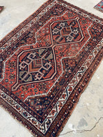 3'8 x 5'4 Antique tribal wool scatter rug #2000 / 4x5 Vintage rug - Blue Parakeet Rugs