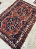 3'8 x 5'4 Antique tribal wool scatter rug #2000 / 4x5 Vintage rug - Blue Parakeet Rugs