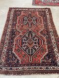 3'8 x 5'4 Antique tribal wool scatter rug #2000 / 4x5 Vintage rug - Blue Parakeet Rugs