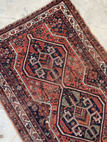 3'8 x 5'4 Antique tribal wool scatter rug #2000 / 4x5 Vintage rug - Blue Parakeet Rugs