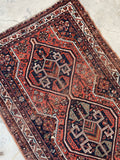 3'8 x 5'4 Antique tribal wool scatter rug #2000 / 4x5 Vintage rug - Blue Parakeet Rugs