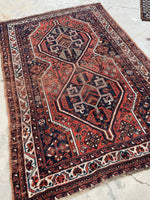 3'8 x 5'4 Antique tribal wool scatter rug #2000 / 4x5 Vintage rug - Blue Parakeet Rugs