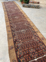 3'8 x 19'7 Antique camel hair runner #2001 / 4x20 Vintage runner - Blue Parakeet Rugs