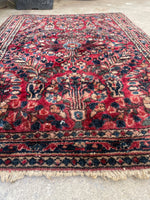 1'10 x 2'7 Antique Persian Sarouk Rug #2344 / 2x3 Vintage Rug - Blue Parakeet Rugs