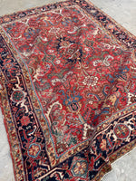 6'5 x 8'10 Antique tribal wool rug #2003 / 6x9 Vintage Rug - Blue Parakeet Rugs
