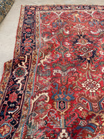 6'5 x 8'10 Antique tribal wool rug #2003 / 6x9 Vintage Rug - Blue Parakeet Rugs