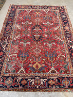 6'5 x 8'10 Antique tribal wool rug #2003 / 6x9 Vintage Rug - Blue Parakeet Rugs