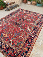 6'5 x 8'10 Antique tribal wool rug #2003 / 6x9 Vintage Rug - Blue Parakeet Rugs