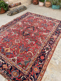 6'5 x 8'10 Antique tribal wool rug #2003 / 6x9 Vintage Rug - Blue Parakeet Rugs