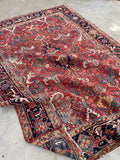 6'5 x 8'10 Antique tribal wool rug #2003 / 6x9 Vintage Rug - Blue Parakeet Rugs