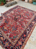 6'5 x 8'10 Antique tribal wool rug #2003 / 6x9 Vintage Rug - Blue Parakeet Rugs
