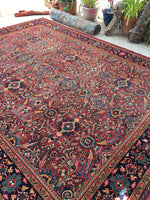 8'8 x 11'10 antique Persian Mahal / Large vintage rug (#1155) - Blue Parakeet Rugs