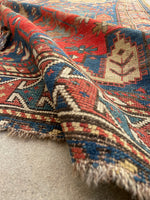 4'1 x 8'2 Antique Caucasian rug #2005 / 4x8 Vintage Rug - Blue Parakeet Rugs