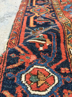 7 x 10'6 Antique Heriz with French Blue Corners - Blue Parakeet Rugs