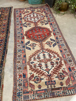 3'4 x 7'8 Antique camel hair runner #2006 / 3x8 Vintage Runner - Blue Parakeet Rugs
