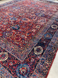 10'7 x 14'7 Antique Persian Mashhad rug #2561ML / 11x15 vintage rug - Blue Parakeet Rugs