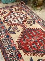 3'4 x 7'8 Antique camel hair runner #2006 / 3x8 Vintage Runner - Blue Parakeet Rugs