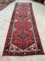 3'11 x 11' Vintage Tribal Runner #2180 / 4x11 Vintage Runner - Blue Parakeet Rugs