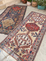 3'4 x 7'8 Antique camel hair runner #2006 / 3x8 Vintage Runner - Blue Parakeet Rugs