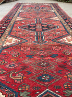 3'11 x 11' Vintage Tribal Runner #2180 / 4x11 Vintage Runner - Blue Parakeet Rugs