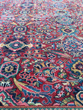 8'8 x 11'10 antique Persian Mahal / Large vintage rug (#1155) - Blue Parakeet Rugs
