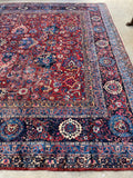 10'7 x 14'7 Antique Persian Mashhad rug #2561ML / 11x15 vintage rug - Blue Parakeet Rugs