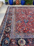 10'7 x 14'7 Antique Persian Mashhad rug #2561ML / 11x15 vintage rug - Blue Parakeet Rugs