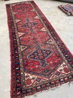 3'11 x 11' Vintage Tribal Runner #2180 / 4x11 Vintage Runner - Blue Parakeet Rugs