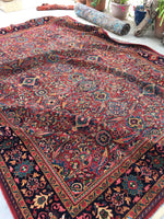 8'8 x 11'10 antique Persian Mahal / Large vintage rug (#1155) - Blue Parakeet Rugs