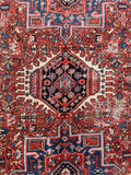 4'8 x 5'9 Antique triple medallion tribal Persian Heriz rug #2007 / 5x6 Vintage Rug - Blue Parakeet Rugs