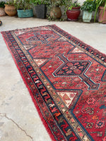 3'11 x 11' Vintage Tribal Runner #2180 / 4x11 Vintage Runner - Blue Parakeet Rugs