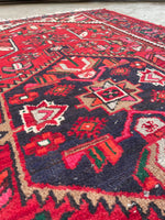 4'3 x 6'8 Vintage Hamadan rug #2181 / 4x7 Vintage Rug - Blue Parakeet Rugs
