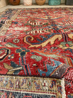 6'9 x 10' Antique Persian Heriz rug #2008 / 7x10 Vintage Rug - Blue Parakeet Rugs