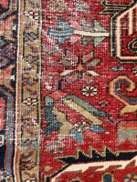 6'9 x 10' Antique Persian Heriz rug #2008 / 7x10 Vintage Rug - Blue Parakeet Rugs
