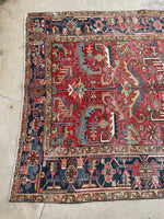 6'9 x 10' Antique Persian Heriz rug #2008 / 7x10 Vintage Rug - Blue Parakeet Rugs