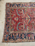 6'9 x 10' Antique Persian Heriz rug #2008 / 7x10 Vintage Rug - Blue Parakeet Rugs