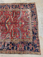 6'9 x 10' Antique Persian Heriz rug #2008 / 7x10 Vintage Rug - Blue Parakeet Rugs