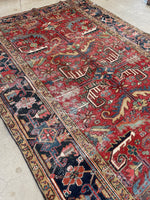 6'9 x 10' Antique Persian Heriz rug #2008 / 7x10 Vintage Rug - Blue Parakeet Rugs