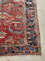 6'9 x 10' Antique Persian Heriz rug #2008 / 7x10 Vintage Rug - Blue Parakeet Rugs