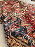 6'9 x 10' Antique Persian Heriz rug #2008 / 7x10 Vintage Rug - Blue Parakeet Rugs