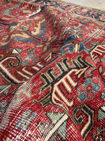 6'9 x 10' Antique Persian Heriz rug #2008 / 7x10 Vintage Rug - Blue Parakeet Rugs