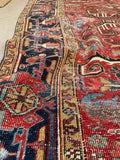 6'9 x 10' Antique Persian Heriz rug #2008 / 7x10 Vintage Rug - Blue Parakeet Rugs