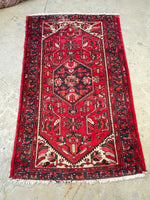 4'3 x 6'8 Vintage Hamadan rug #2181 / 4x7 Vintage Rug - Blue Parakeet Rugs